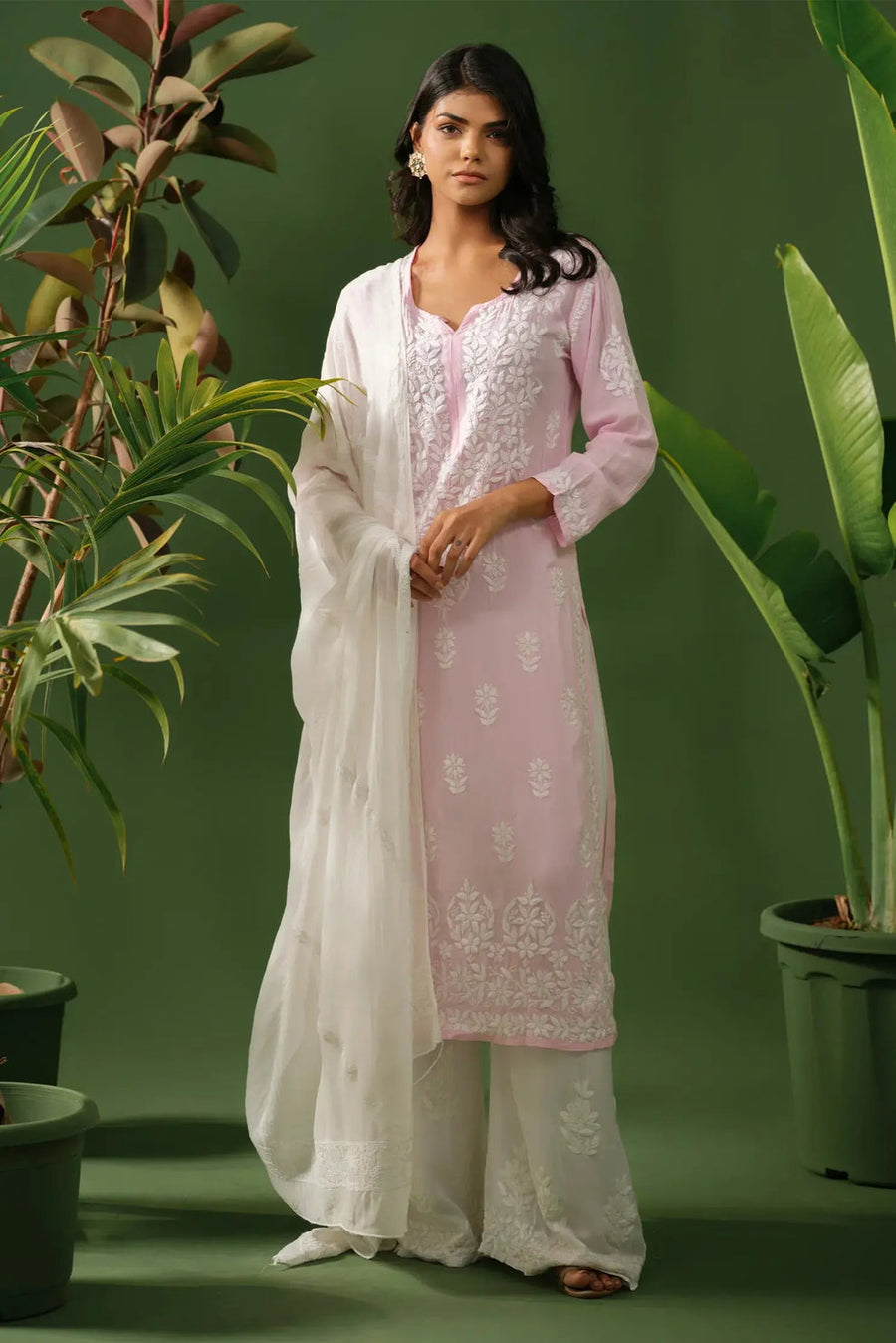 Dhunki Modal Chikankari Straight Kurta