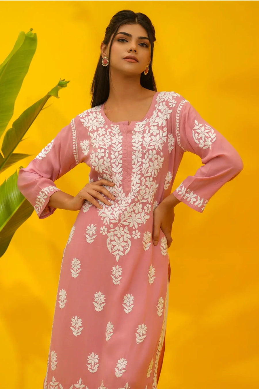 Dhunki Modal Chikankari Straight Kurta