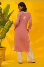 Dhunki Modal Chikankari Straight Kurta