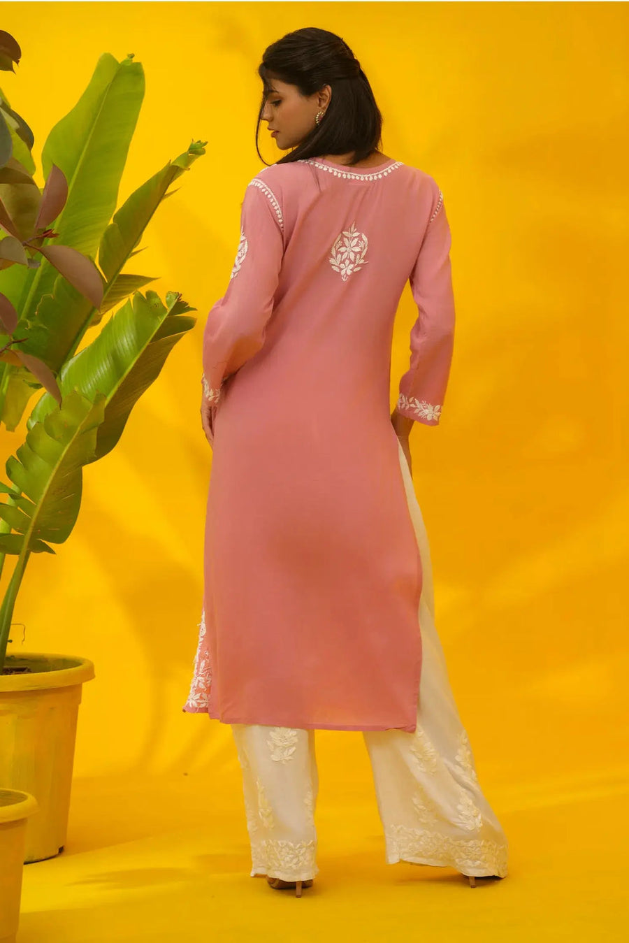 Dhunki Modal Chikankari Straight Kurta