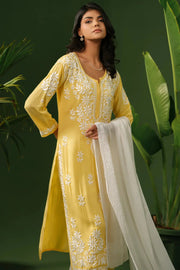 Dhunki Modal Chikankari Straight Kurta