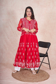 Premika Flared 56 Kali Anarkali Dress Red