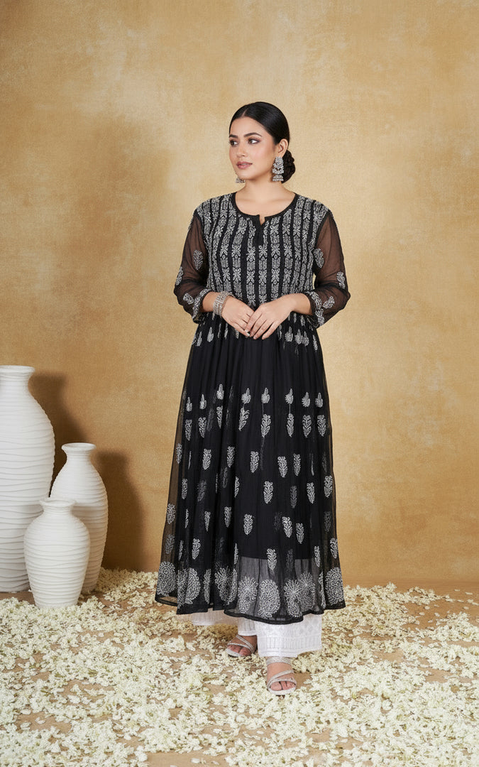 Premika Flared 56 Kali Anarkali Dress Black