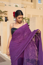 Load image into Gallery viewer, Nazm Viscose Mukaish Chikankari Saree
