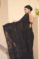 Load image into Gallery viewer, Manmohini Premium Viscose Mukaish Chikankari Saree
