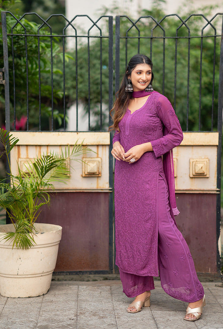 Anushka Premium Viscose Kurti Set Magenta Viscose