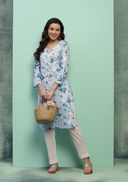 Dilkash Floral Mul-Mul Chikankari Kurti