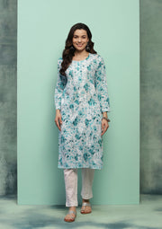 Dilkash Floral Mul-Mul Chikankari Kurti