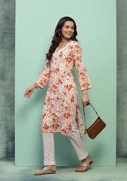 Dilkash Floral Mul-Mul Chikankari Kurti