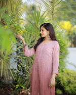 Load image into Gallery viewer, Maher Viscose 3D Work Long Chikankari Kurti
