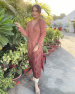 Load image into Gallery viewer, Maher Viscose 3D Work Long Chikankari Kurti
