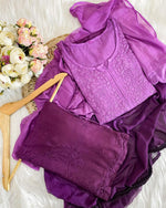 Load image into Gallery viewer, Bahar Ombre Dyed Chikankari Set Purple
