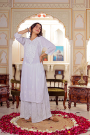 Ulfat Rayon Mukaish Chikankari Kurti & Pallazo Set