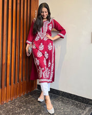 Mausam Modal Chikankari Straight Kurti