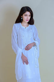 Surmai Viscose Mukaish Chikankari Kurti White