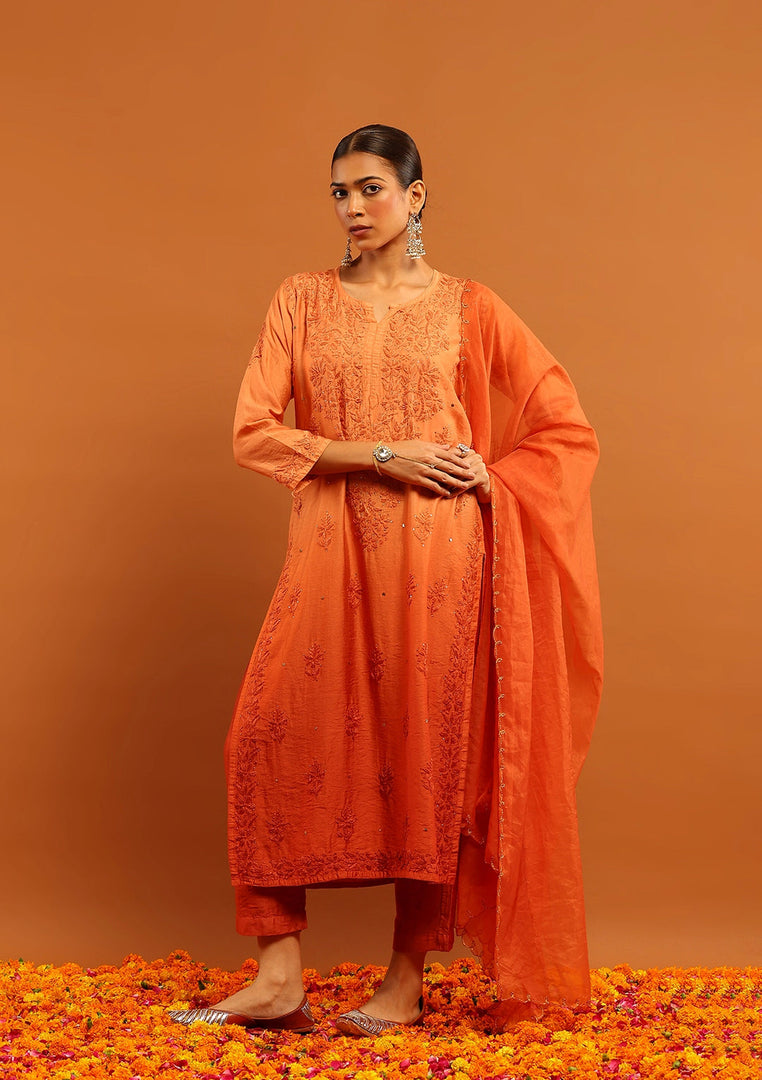 Karishma Kapoor Styled Mukaish Chikankari Chanderi Suit Set