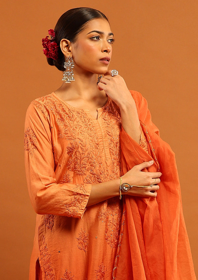 Karishma Kapoor Styled Mukaish Chikankari Chanderi Suit Set