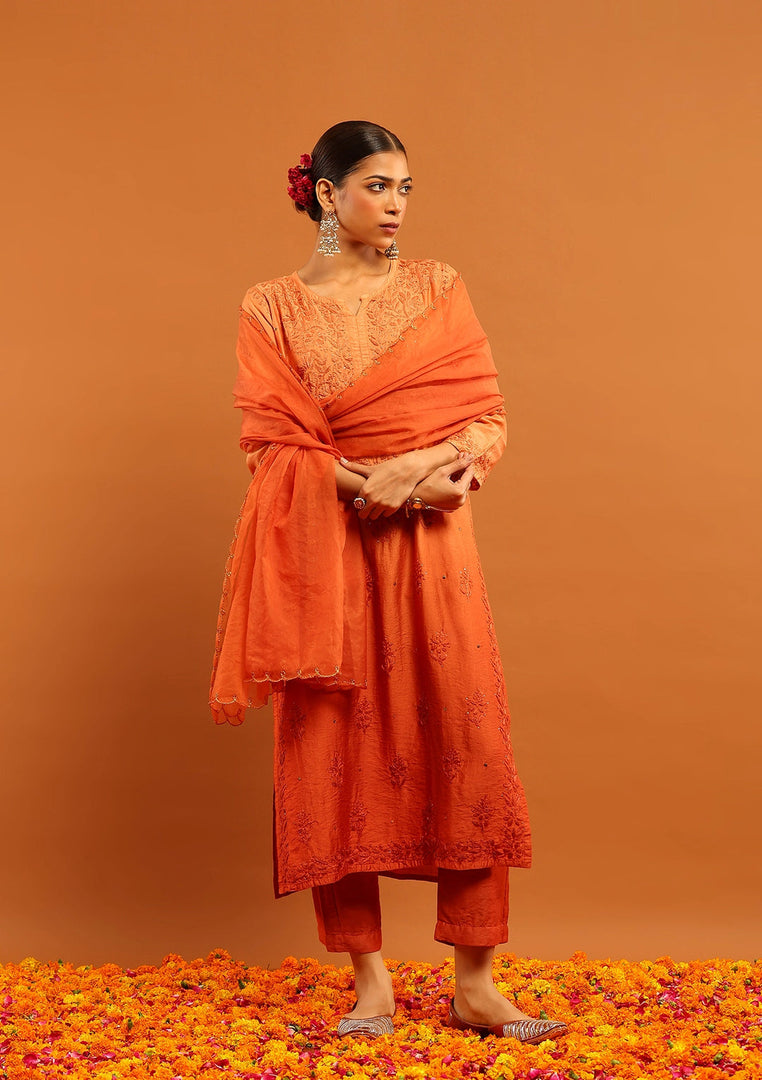 Karishma Kapoor Styled Mukaish Chikankari Chanderi Suit Set