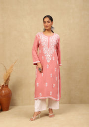 Heer Rayon Chikankari Straight Kurti