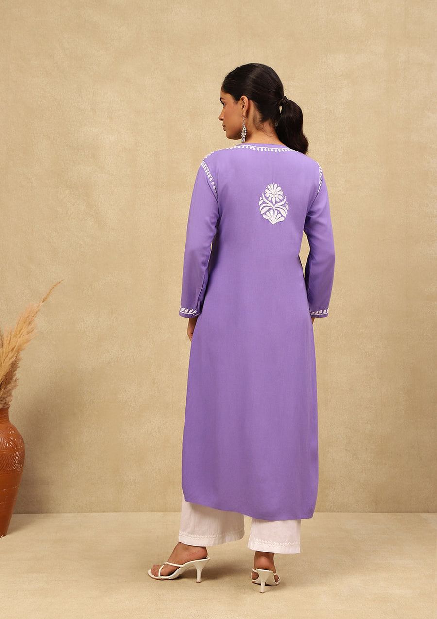 Heer Rayon Chikankari Straight Kurti