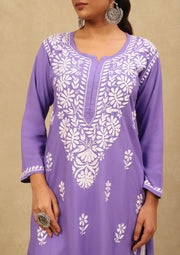 Heer Rayon Chikankari Straight Kurti