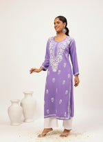 Load image into Gallery viewer, Heer Rayon Chikankari Straight Kurti
