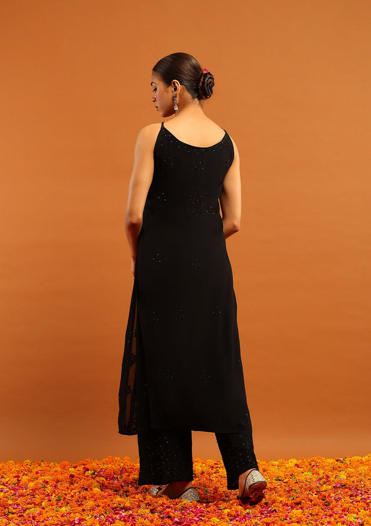 Anushka Styled Premium Strappy Chikankari Outfit Set
