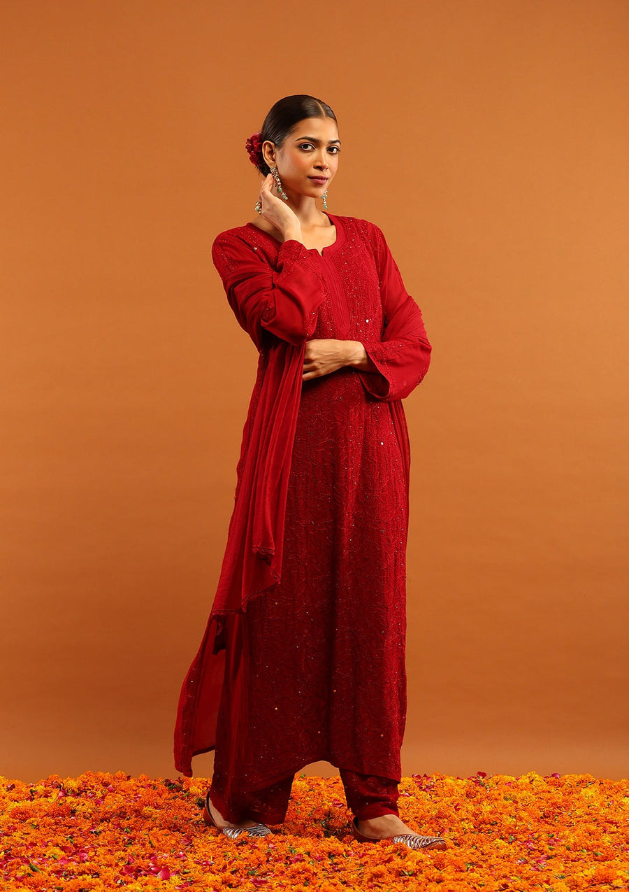 Nagma Chikankari And Mukaish Suit Set
