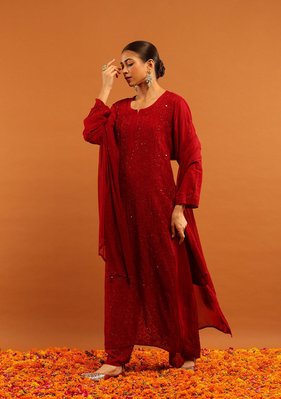 Nagma Chikankari And Mukaish Suit Set