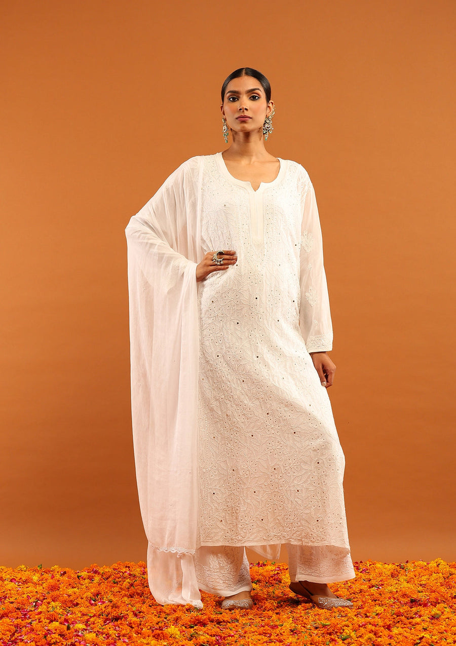 Nagma Chikankari And Mukaish Suit Set