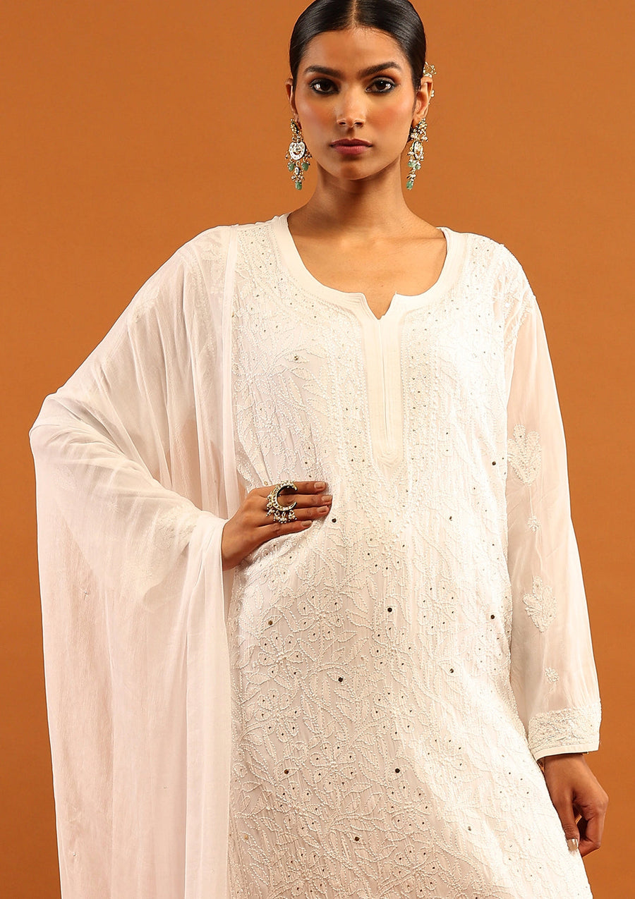 Nagma Chikankari And Mukaish Suit Set