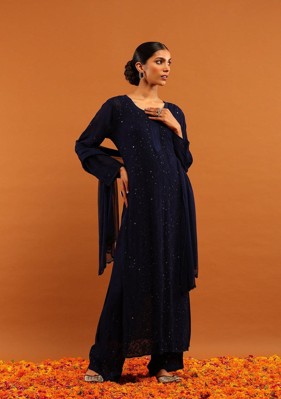 Nagma Chikankari And Mukaish Suit Set