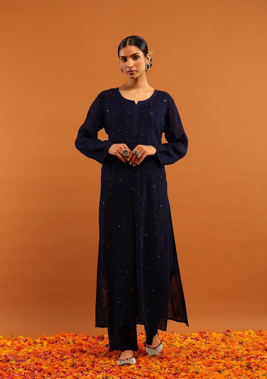 Nagma Chikankari And Mukaish Suit Set