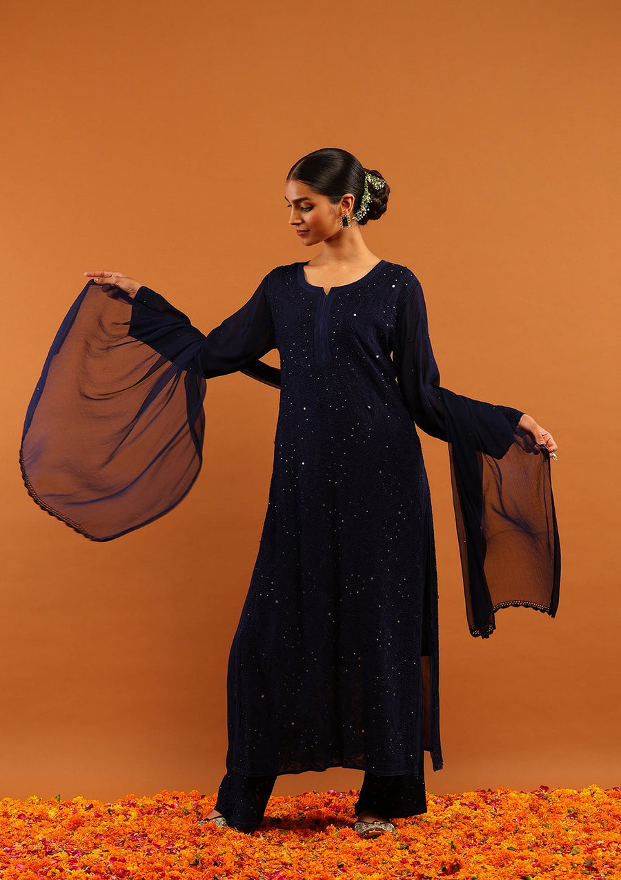 Nagma Chikankari And Mukaish Suit Set
