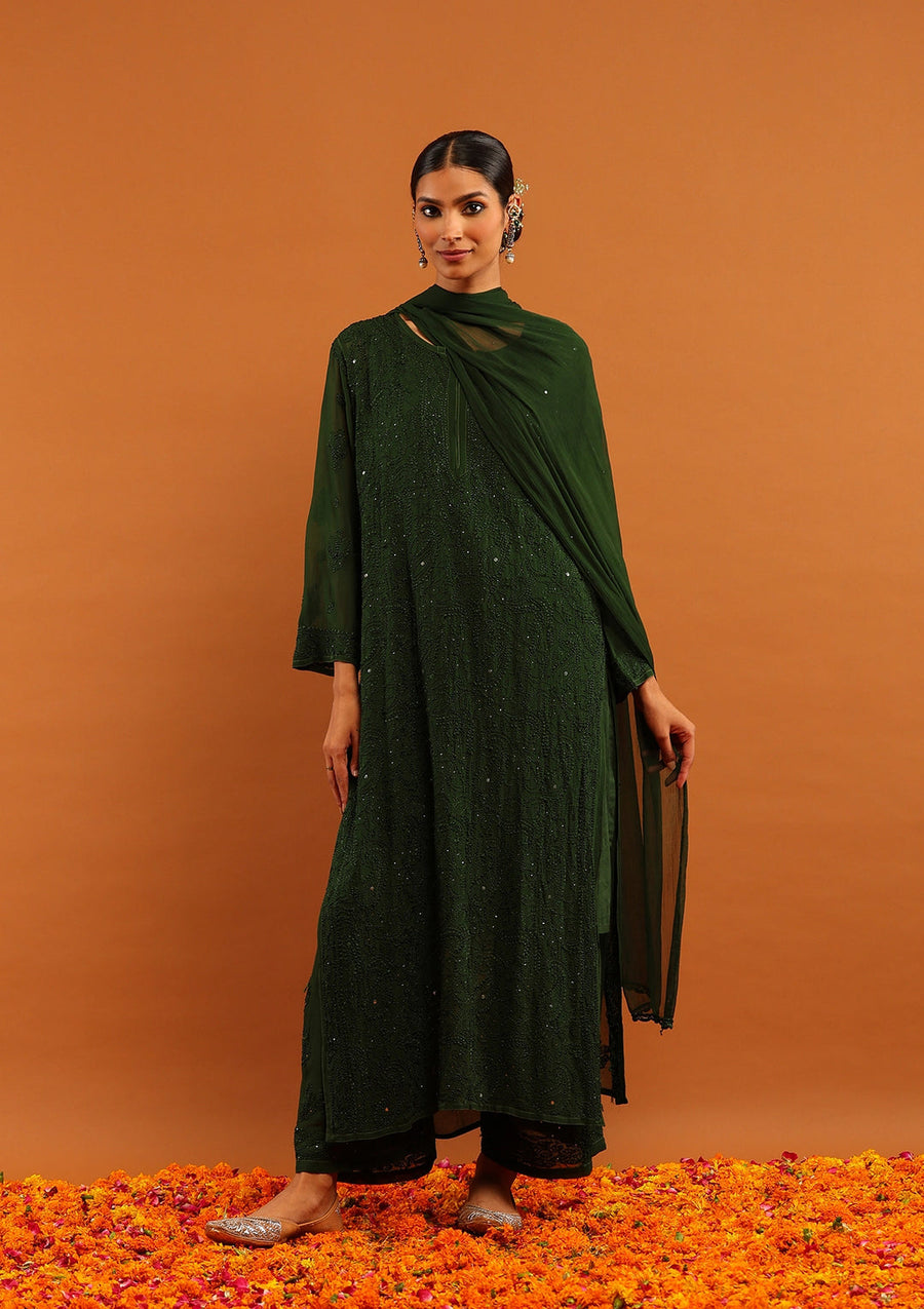 Nagma Chikankari And Mukaish Suit Set
