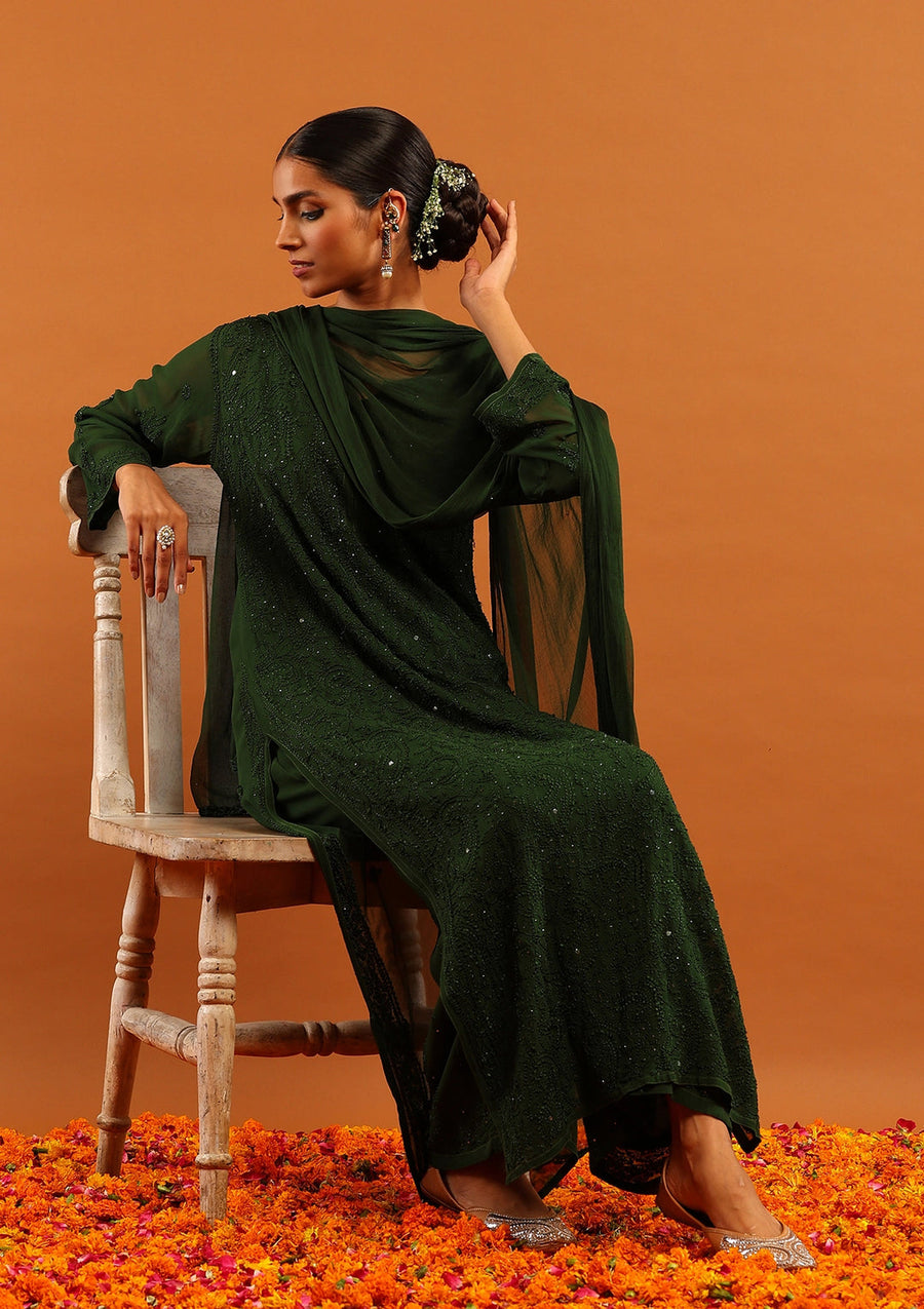 Nagma Chikankari And Mukaish Suit Set