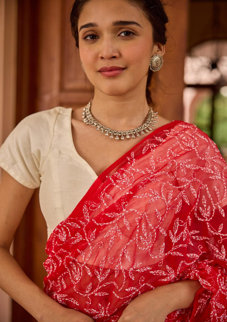 Tepchi Handwork Georgette Chikankari Saree