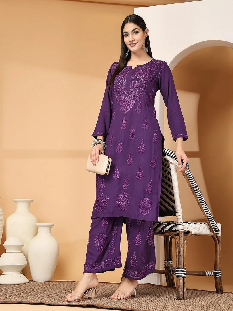 Aqsa Premium Chikankari Kurti Set