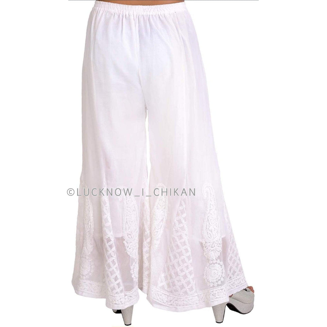 White Chikankari Sharara Bottom White