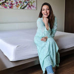 Load image into Gallery viewer, Mira Viscose Mukaish Long Chikankari Kurti Sky Blue XS
