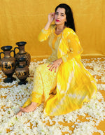 Load image into Gallery viewer, Zara Styled Georgette Chikankari Kurti With White Sharara Yellow Semi Georgette

